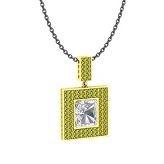 Albera Kolye - Swarovski ve peridot 8 ayar altın kolye (40 cm gümüş rolo zincir) #t49khp