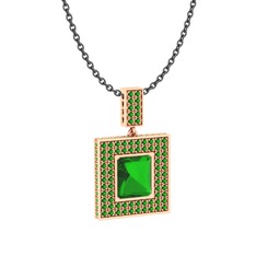 Albera Kolye - Yeşil kuvars 18 ayar rose altın kolye (40 cm gümüş rolo zincir) #tsiwr6