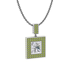 Albera Kolye - Swarovski ve peridot 925 ayar gümüş kolye (40 cm gümüş rolo zincir) #uil8xo