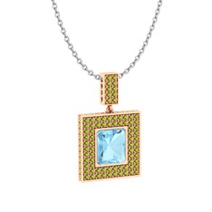 Albera Kolye - Akuamarin ve peridot 925 ayar rose altın kaplama gümüş kolye (40 cm beyaz altın rolo zincir) #wpcjqr