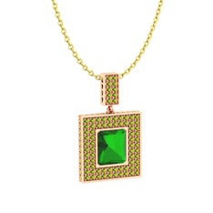 Albera Kolye - Yeşil kuvars ve peridot 8 ayar rose altın kolye (40 cm altın rolo zincir) #zbjhfm