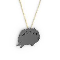 925 ayar siyah rodyum kaplama gümüş kolye (40 cm altın rolo zincir)