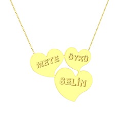 Kalpli Aile İsim Kolye - 8 ayar altın kolye (40 cm altın rolo zincir) #10dhs16