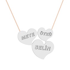 Kalpli Aile İsim Kolye - 14 ayar beyaz altın kolye (40 cm gümüş rolo zincir) #1dz7tmk