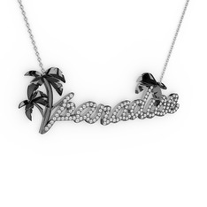 Paradise Kolye - Pırlanta 925 ayar siyah rodyum kaplama gümüş kolye (1.056 karat, 40 cm gümüş rolo zincir) #12twlks