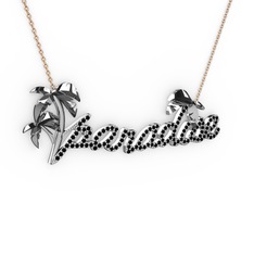 Paradise Kolye - Siyah zirkon 8 ayar beyaz altın kolye (40 cm gümüş rolo zincir) #17ajdqm