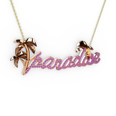 Paradise Kolye - Ametist 18 ayar rose altın kolye (40 cm altın rolo zincir) #18o5y7t