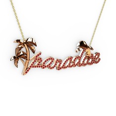 Paradise Kolye - Garnet 925 ayar rose altın kaplama gümüş kolye (40 cm altın rolo zincir) #1927x2a