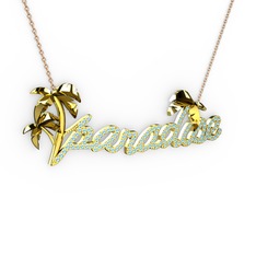 Paradise Kolye - Akuamarin 18 ayar altın kolye (40 cm gümüş rolo zincir) #1favrz0