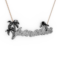 Paradise Kolye - Swarovski 925 ayar siyah rodyum kaplama gümüş kolye (40 cm gümüş rolo zincir) #1fhmsiq