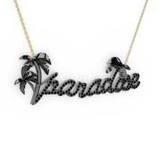 Paradise Kolye - Siyah zirkon 925 ayar siyah rodyum kaplama gümüş kolye (40 cm altın rolo zincir) #1hh6iek