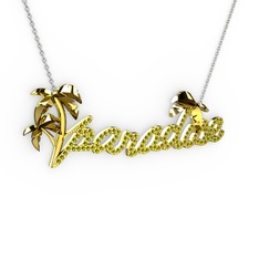 Paradise Kolye - Peridot 8 ayar altın kolye (40 cm beyaz altın rolo zincir) #1ox27e5