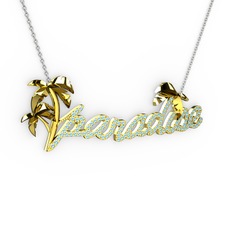 Paradise Kolye - Akuamarin 14 ayar altın kolye (40 cm beyaz altın rolo zincir) #93nkdn