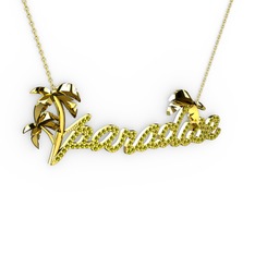 Paradise Kolye - Peridot 18 ayar altın kolye (40 cm altın rolo zincir) #9vjtg9