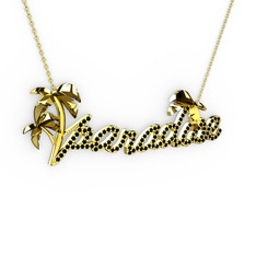 Paradise Kolye - Siyah zirkon 18 ayar altın kolye (40 cm altın rolo zincir) #hnaclm
