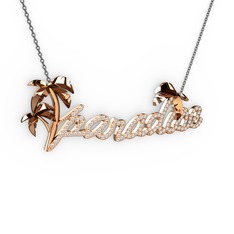 Swarovski 8 ayar rose altın kolye (40 cm gümüş rolo zincir)