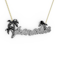 Paradise Kolye - Swarovski 925 ayar siyah rodyum kaplama gümüş kolye (40 cm altın rolo zincir) #tiswh5