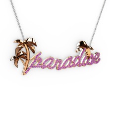 Paradise Kolye - Ametist 8 ayar rose altın kolye (40 cm gümüş rolo zincir) #uqg5bp