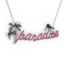 Paradise Kolye - Rodolit garnet 8 ayar beyaz altın kolye (40 cm beyaz altın rolo zincir) #yhfxf2
