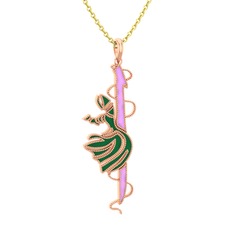 925 ayar rose altın kaplama gümüş kolye (Pembe mineli, 40 cm altın rolo zincir)