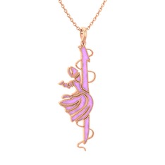 Semazen Elif Kolye - 14 ayar rose altın kolye (Pembe mineli, 40 cm rose altın rolo zincir) #145nk2i