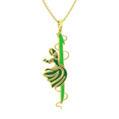 Semazen Elif Kolye - 8 ayar altın kolye (Açık yeşil mineli, 40 cm altın rolo zincir) #1al7fco