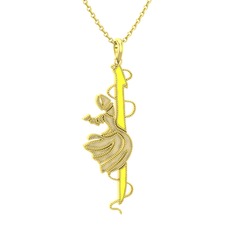 Semazen Elif Kolye - 8 ayar altın kolye (Sarı mineli, 40 cm gümüş rolo zincir) #1kv4wcs