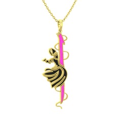 Semazen Elif Kolye - 8 ayar altın kolye (Neon pembe mineli, 40 cm altın rolo zincir) #1l5gjt0