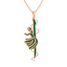 Semazen Elif Kolye - 8 ayar rose altın kolye (Yeşil mineli, 40 cm rose altın rolo zincir) #1onu41j
