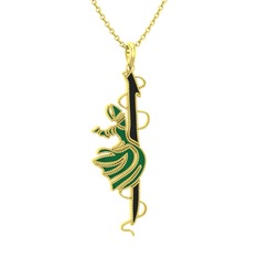 Semazen Elif Kolye - 8 ayar altın kolye (Siyah mineli, 40 cm altın rolo zincir) #1s01bot