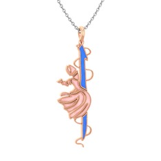 18 ayar rose altın kolye (Mavi mineli, 40 cm beyaz altın rolo zincir)