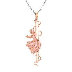 Semazen Elif Kolye - 14 ayar rose altın kolye (Beyaz mineli, 40 cm beyaz altın rolo zincir) #1ujxy0a