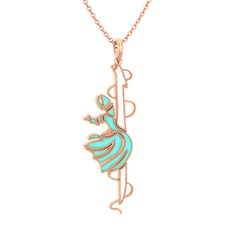 Semazen Elif Kolye - 18 ayar rose altın kolye (Beyaz mineli, 40 cm rose altın rolo zincir) #1xdeo2