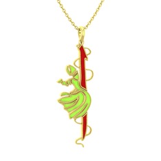 Semazen Elif Kolye - 14 ayar altın kolye (Kırmızı mineli, 40 cm altın rolo zincir) #1xreuvo