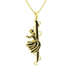 Semazen Elif Kolye - 18 ayar altın kolye (Siyah mineli, 40 cm altın rolo zincir) #1xyxaeq