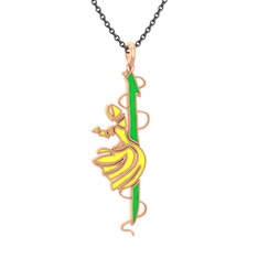 18 ayar rose altın kolye (Açık yeşil mineli, 40 cm gümüş rolo zincir)