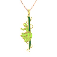 Semazen Elif Kolye - 925 ayar altın kaplama gümüş kolye (Yeşil mineli, 40 cm gümüş rolo zincir) #4vumzl