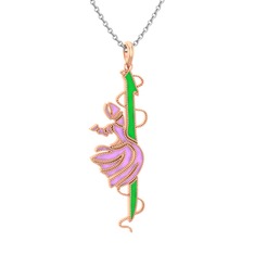 8 ayar rose altın kolye (Açık yeşil mineli, 40 cm gümüş rolo zincir)