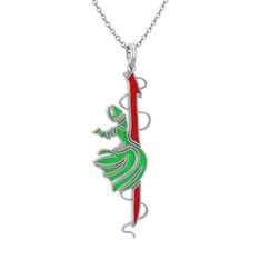 Semazen Elif Kolye - 925 ayar gümüş kolye (Kırmızı mineli, 40 cm gümüş rolo zincir) #8h88vw