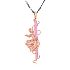 18 ayar rose altın kolye (Pembe mineli, 40 cm gümüş rolo zincir)