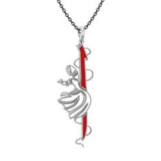 Semazen Elif Kolye - 925 ayar gümüş kolye (Kırmızı mineli, 40 cm gümüş rolo zincir) #hqgmf8