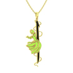 Semazen Elif Kolye - 14 ayar altın kolye (Siyah mineli, 40 cm altın rolo zincir) #j2qkui