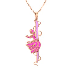 Semazen Elif Kolye - 18 ayar rose altın kolye (Pembe mineli, 40 cm rose altın rolo zincir) #j3n1sr