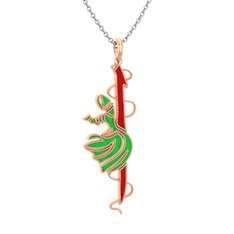 8 ayar rose altın kolye (Kırmızı mineli, 40 cm beyaz altın rolo zincir)