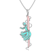 Semazen Elif Kolye - 925 ayar gümüş kolye (Pastel pembe mineli, 40 cm gümüş rolo zincir) #n0ne0o