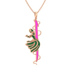 Semazen Elif Kolye - 8 ayar rose altın kolye (Neon pembe mineli, 40 cm rose altın rolo zincir) #ovnx7s