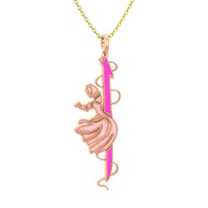 Semazen Elif Kolye - 8 ayar rose altın kolye (Neon pembe mineli, 40 cm altın rolo zincir) #pqhpyn