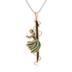 8 ayar rose altın kolye (Siyah mineli, 40 cm beyaz altın rolo zincir)