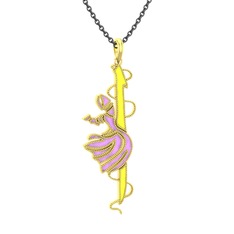 18 ayar altın kolye (Sarı mineli, 40 cm gümüş rolo zincir)