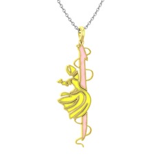 Semazen Elif Kolye - 925 ayar altın kaplama gümüş kolye (Pastel pembe mineli, 40 cm gümüş rolo zincir) #s17el7